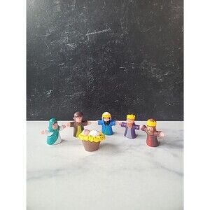 Nativity Plastic Finger Puppet Set Vintage